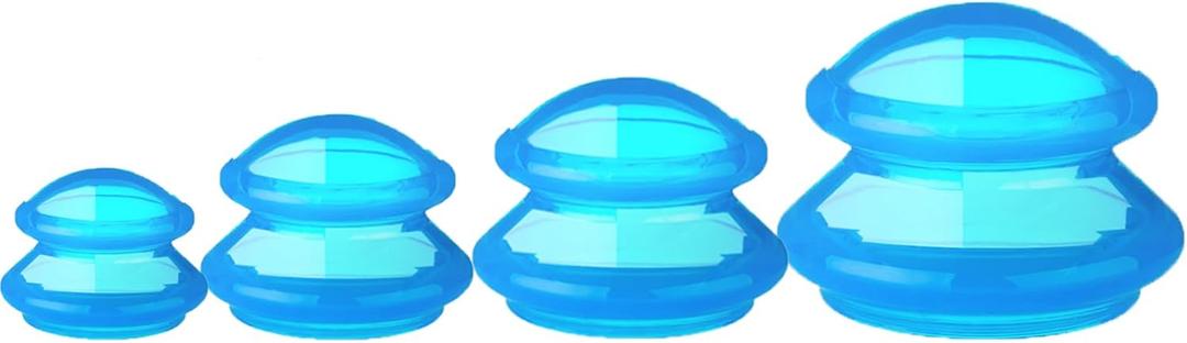 4 Sizes Cupping Therapy Professional Silicone Cupping Set,Suitable for Body Massage/Deep Myofascial Release/Pain Relief/Muscle Relaxation & More (Blue)
