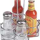 Get Metal Condiment Condiment Caddy with Number Holder, 4 Compartment, Chrome (Case of 12)