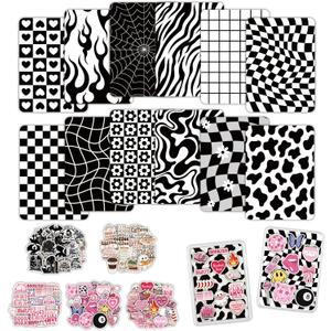 12PCS Black & White Kindle Cardstock Insert for 6.8 Kindle Paperwhite (11th Gen, 2021) Clear Case  12 Designs Cardstock Set with 100 Stickers, Gift for Book Lovers & Students