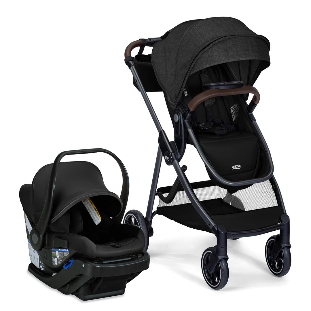Britax Phases Travel System with Arbor Infant Car Seat — Raven Black | Car Seat and Stroller Combo Includes StayTight Base & Parent Organizer, 6-in-1 Stroller With Pramette Mode & DuoConnect, Expiry Date 11/2031