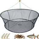 Portable Folded Fishing Net, Crab Net Fish Net with Fishing Rope, Hand Casting Cage Crab Net, Foldable Fishing Mesh Trap for, Minnows, Lobster, Crawfish, Shrimp etc. (31.5 inches (80 cm))