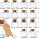 20 Pack Small Glass Jars with Lids - 1.7 oz Empty Mini Potion Bottles with Cork & Twine & Tags, Versatile Decorative Jars for Party, Wedding, Halloween Décor, Crafts (square)