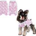 Dog Surgery Recovery Suit Puppy Surgical Clothes Abdominal Wounds Anti-Licking Dog Bodysuit Onesie Substitute E-Collar& Cone Pink Flower S
