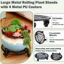 3 Packs Metal Plant Caddy with Wheels 16 inches Heavy-Duty Iron Rolling Plant Stand with Casters Indoor Outdoor Wheeled Plant Roller Base Pot Movers Plant Dolly Coaster Trolley Black