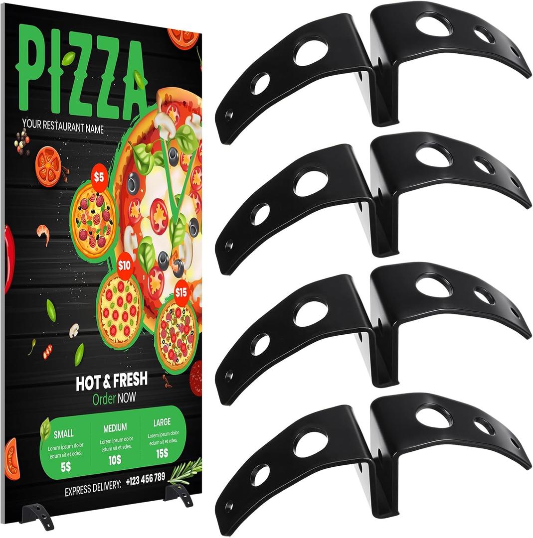 Blulu 4 Pcs Small Spider Feet Sign Holder Floor Standing Display Base Spider Feet Board Sign Holder for Display Any Size Board for Stores Advertising Events, Stainless Steel