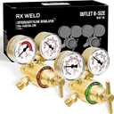 RX WELD Oxygen Acetylene Regulator Set, CGA-540 CGA-200 for MC Tanks, Outlet 9/16"-18 B-Size Medium Duty for Cutting Welding