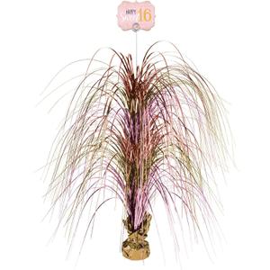 Dazzling "Happy Sweet 16" Foil Spray Centerpiece, 28" (1 Count) | Elegant Gold & Rose Gold Table Decor, Perfect for Birthdays