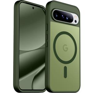 SPIDERCASE Magnetic for Google Pixel 10/Pixel 10 Pro Case, Military Grade Drop Protection Slim Translucent Matte Shockproof Anti-Fingerprint Phone Case for Pixel 10/10 Pro Green