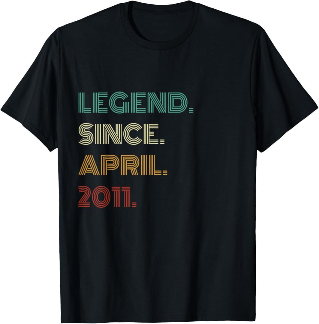 15 Years Old Legend Since April 2011 15th Birthday T-Shirt, M