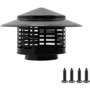 T Tulead Round Chimney Cap with Cone Top, 75mm/2.95" Stainless Steel Cover Black Exhaust Cap with Screws T Tulead Round Chimney Cap with Cone Top, 75mm/2.95" Stainless Steel Cover Black Exhaust Cap with Screws