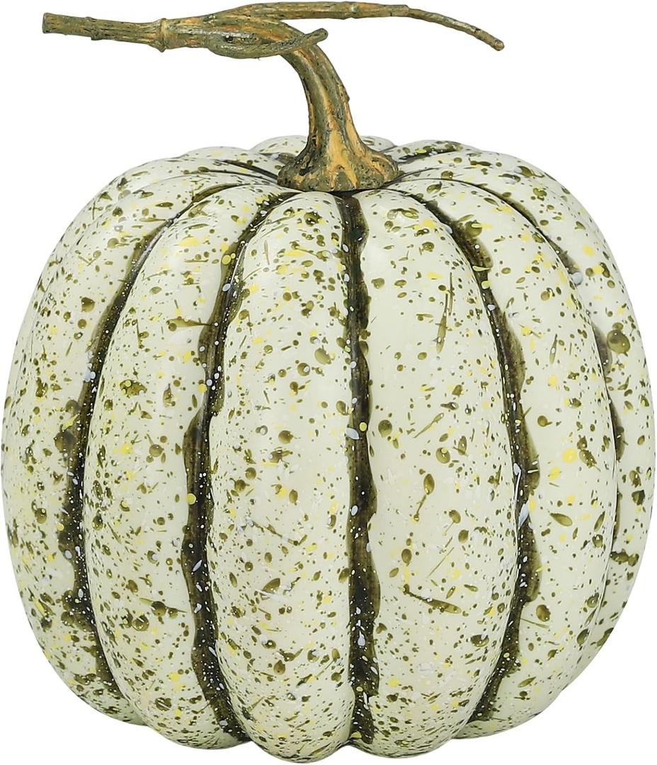 Faux Pumpkin Decor, Realistic Foam Pumpkin with Rustic Stem for Fall, Halloween Harvest & Thanksgiving Decor, Decorative Pumpkins for Indoor & Outdoor Display(Tall)