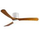 GESUM Ceiling Fan With Lights, 52" Low Profile Ceiling Fan with 3 Wood Blades, Reversible,Dimmable, Flush Mount Ceiling Fan with Remote Control for Living Room Kitchen Bedroom(White+Wood), 3372B
