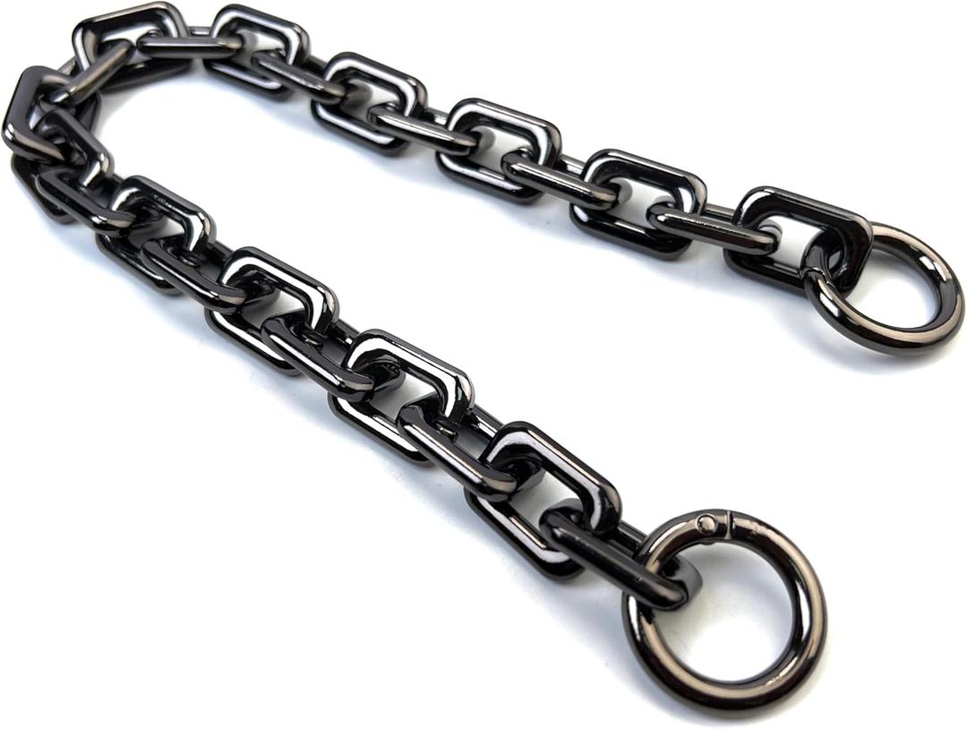VersaKits Heavy Chunky Link Chain Strap Purse Handbag Top Handle Shoulder Straps Accessories Decoration Chain Strap Extender Charms Replacement(14.9'' Metalllic Black)