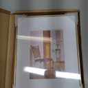 8.5x11 Picture Frame, Brass Brushed Thin Metal Float Photo Frame with HD Glass, Fit 5x7 with Mat or 8.5 x 11 without Mat, for Table and Wall, 1 Pack