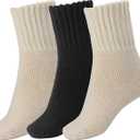BomKinta 10 Pack Women's Boot Socks - Present for Wife Crew Socks - Birthday Soft Calf Sock 10 Pairs Gifts Size 5-11 3 Black 4 Beige 3 Grey