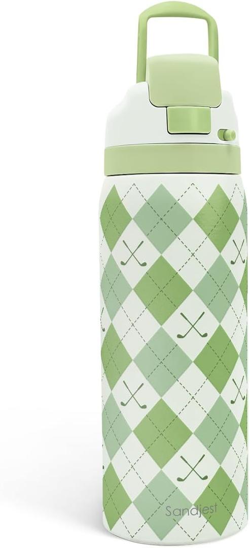 Golf Insulated Stainless Steel Water Bottle with Straw for Sports and Travel, Preppy Style, 32oz, Gifts for Golf Lover Women Girls Friends Teens Birthday Christmas