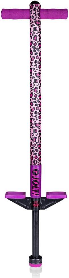 Flybar Jolt Pogo Stick for Kids Ages 6 and Up, 40 to 80 Pounds, Perfect for Beginners, Easy Grip Foam Handles, Anti-Slip Foot Pegs, Outdoor Toys for Boys, Jumper Toys for Girls, Outside Toys for Kids (Leopard)