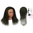 Real 100% Human Hair Mannequin Head for Hairdresser Practice Styling Braiding Manikin Cosmetology Doll Training Head with Stand