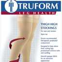 Truform 30-40 mmHg Compression Stockings for Men and Women, Thigh High Length, Dot-Top, Open Toe, Beige, Medium