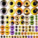 Zomiboo 70 Pcs 40/25/16/8 mm Large Assorted Dragon Glass Eyes Halloween Mixed Printed Cabochon Animal Eyes 4 Sizes Cabochons for Doll Props Craft DIY Jewelry Making Toys Supplies(Novel Style)