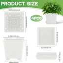 4 Set Large Square Plastic Planter with Drainage & Saucer, 12" Outdoor & Indoor Plant Pots with Drainage Holes, Garden Thick Plastic Pots Container, Uv-Resistant(12", Square, White)