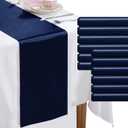 KKJIAF 12 Pack Navy Blue Table Runners 12 x 108 Inch, Rectangular Smooth Satin Silk Table Runner for Wedding, Banquet, Birthday Party Decoration