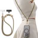 TORRAS Phone Lanyard Crossbody with 2 Phone Tabs, Adjustable Anti Theft Phone Strap for All Phones, Premium Metal Buckles, Skin-Friendly, Universal Cell Phone Neck lanyard for Women and Men, Khaki