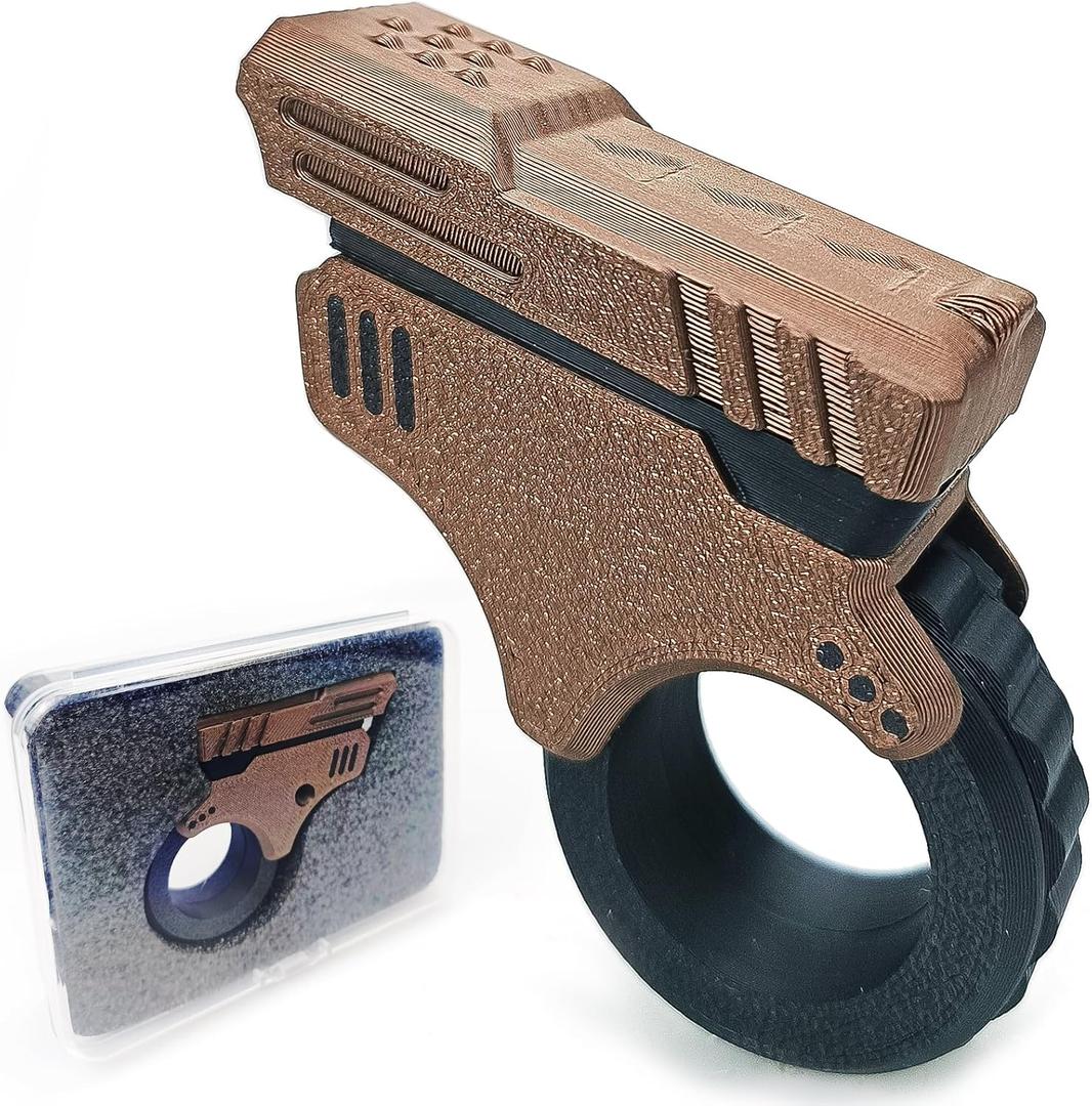 Fidget  Slider,  3D Printed  Fidget Toy Stress Relief Relax EDC Gyro Finger Toy Ring Fingertip Textured Fidget Spinner Flip ASMR ADHD 3+ (Sand Due Gold)