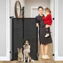 Reinforced 48" Extra Tall Pet Gate with Support Rods, 4 Ft Tall Retractable Baby Gates for Doorways 55" Wide Mesh Dog Gate Indoor Outdoor - Prevent Baby/Pet from Jumping Over, Black