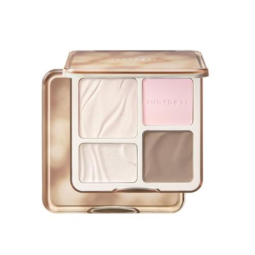 JUDYDOLL Highlight & Contour Palette, All-in-One Matte Highlighter Contour Compact, Natual Finish, Ultra-fine Powder, Easy to Apply, Blendable Face Makeup for All Skin Tones (04 Blush Shadow Palette)