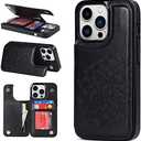 ACXLIFE 13 Pro Case for iPhone 13 Pro, Wallet Card Holder with Credit Slot, Slim Leather Case (Black)