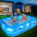 StarOcean 2026 Upgrade Inflatable Pool with Lights, Family Inflatable Swimming Pool for Kids,Adults,Blow Up Pool Solar Powered,Large Kiddie Pool,100"x63"x20"Oversized Thickened Pool for Backyard-Blue