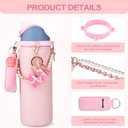 RONGFY Letter Accessories for Owala Water Bottle 24/32/40oz,Initial Charm、Lipstick Holder and Handle Strap for Owala and Stanley Cup Accessories (R, Pink)