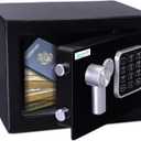 SereneLife Premium Steel Digital Safe Box - 9.1" x 6.7" x 6.7" | Secure Storage for Cash, Firearms & Jewelry | Great For Hotels, Cabinets & Home Use | Electronic & Mechanical Access | 2 Keys | Black