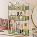 Aveniee Bathroom Counter Organizer, 3 Tier Perfume Skin Care Countertop Storage Shelf, Vanity Makeup Tray for Cosmetic Skincare Lotion,Green