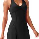 JOYSPELS 2025 Athletic Tennis Dress for Women with Built-in Bra & Shorts Pockets V Neck Spring Summer Dresses (XX-Large, Black)