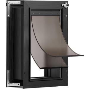 Dog Door Medium, Doggy Door, All Aluminum Doggie Door, Pet Door wall, 2 Magnetic Flaps Energy Efficient, Telescoping Tunnel for Interior & Exterior Walls, Pet Up to 45 Lb-Black