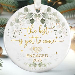 Engagement Ornament 2025 - Engagement Gifts for Couples, Her, Bride to Be, Newly Engage Couple - Just Engaged Gift for Friends, Women, Fiance - Ceramic First Christmas Engaged Ornament 2025