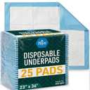 MED PRIDE Disposable Underpads 23'' X 36'' (25-Count) Incontinence Pads, Chux, Bed Covers, Puppy Training | Thick, Super Absorbent Protection for Kids, Adults, Elderly | Liquid, Urine, Accidents