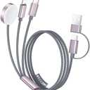 Temdan for Travel Essentials,3 in 2 USB C Cable for Apple Watch Charger/iPhone 17 Charger/Lightning,Multi Charging Cable Cord,Vacation Camping Essentials,Portable Designed for iWatch &iPhone 16-12-4FT