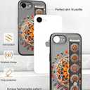 Compatible for iPhone 16e Case Cute with Strap Stand Finger Kickstand, Designer Cool Silicone Cases Funda Cover - Orange Flower Mandala