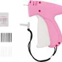 Stitch Gun for Clothes, Handheld Stitch Tag Gun,Quick Clothing Fixer-Includes 6 Needles,1000 Black Fasteners,1000 White Fasteners (Pink)