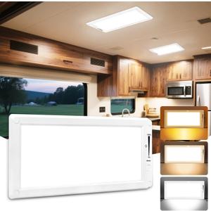RV Lights Interior,3 Color RV LED Super Bright Fixture,12V RV Ceiling Dome Light with ON/Off Dimmable Switch Energy Saving for RV/Camper/Car/Trailer/Boat (White)