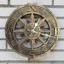 Outdoor Wall Clock 12in Garden Clock Waterproof Clocks Roman Retro Kitchen Home Clock -Not Silent (Bronze)