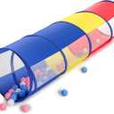 Kids Play Tunnel Tent for Toddlers, Colorful Pop Up Crawl Through Passage, Indoor & Outdoor Pipe Toy for Kids Backyard Playset, Dog Cat Pet Tunnel (Red, Yellow and Blue Tunnel)