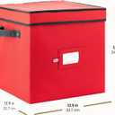 Zober Christmas Ornament Storage Box - Stores 64 Ornaments - Non-Woven, Tear- Proof Christmas Ornament Storage Containers - 3 Inch Cube Compartments - Red