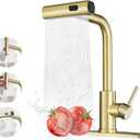 Gold Kitchen Faucets with Pull Down Sprayer,Waterfall Kitchen Sink Faucet,Commercial Utility Stainless Steel Kitchen Faucets,Single Handle Kitchen Sink Faucet with Pull Down Sprayer for 3 Function