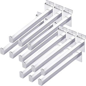 KEILEOHO 12 PCS 10 Inch Slat Wall Hooks, Heavy Duty Slatwall Shelf Brackets, Metal Slatwall Shelves for Panel, Retail and Exhibition Products, Display Item & Products for Room Garage