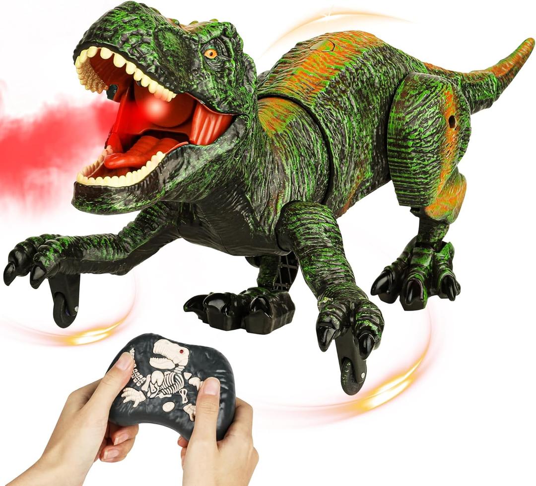 Remote Control Robot Dinosaur Toys for Kids 5-7,2.4G Electronic RC Walking Dinosaur Pet for Boys 4-7 with Spray & Light & Roar,Large Dino Toys for Kids 3-5 Year Old Christmas Birthday Gift (Green)