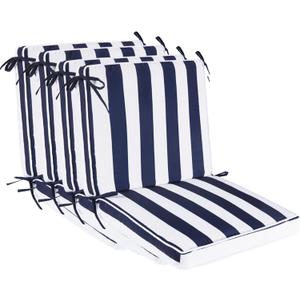 Outdoor Patio Chair Cushions Set of 4, Water Resistant Square Seat Cushions with Ties, 20"x17" All Weather Seating Cushions for Outdoor Furniture (Striped)